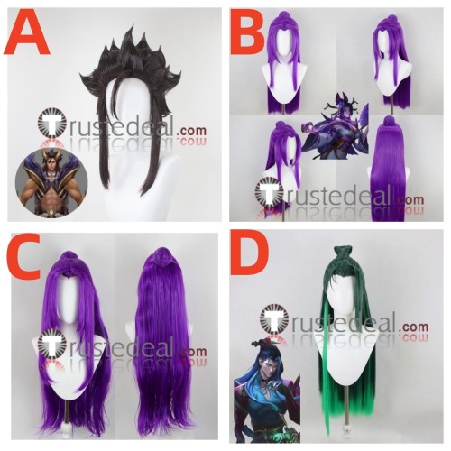 League of Legends LOL Obsidian Dragon Skin Sett Spirit Blossom Skin Cassiopeia Fiend Queller Yone Black Purple Green Styled Cosplay Wig