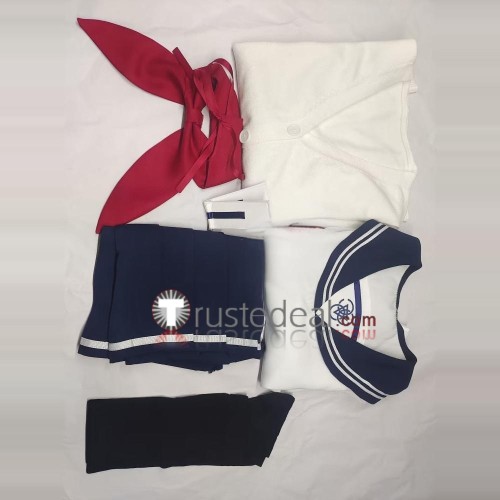 Blue Archive After School Sweets Club Yutori Natsu Sailor Set Beige Blue Cosplay Costume