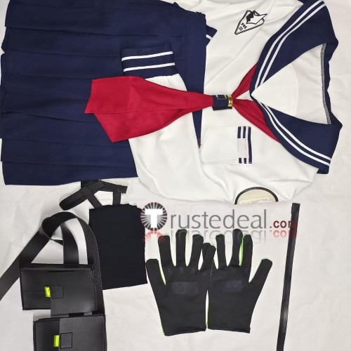 Blue Archive FOX Platoon Kurumi Otogi Sailor Set Blue Cosplay Costumes