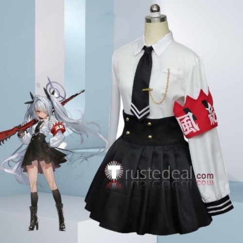 Blue Archive Disciplinary Committee Shiromi Iori Uniform Black White Cosplay Costume