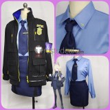 Blue Archive Head of the Public Security Bureau Mad Dog Ogata Kanna Police Uniform Black Blue Cosplay Costumes
