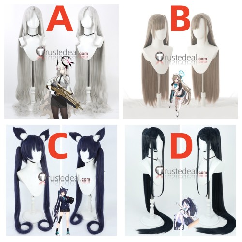 Blue Archive Hanuma Makoto Ichinose Asuna Kuromi Serika Tendou Alice Grey Brown Blue Black Cosplay Wigs