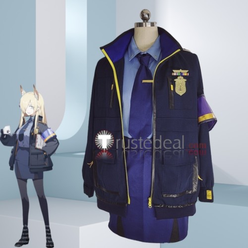 Blue Archive Head of the Public Security Bureau Mad Dog Ogata Kanna Police Uniform Black Blue Cosplay Costumes