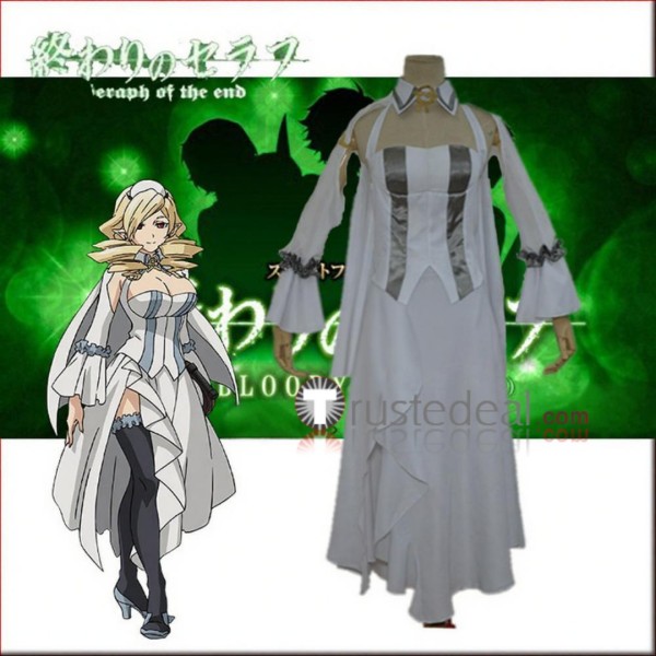 Seraph of the End Owari no Serafu Vampire Horn Skuld White Cosplay Costume