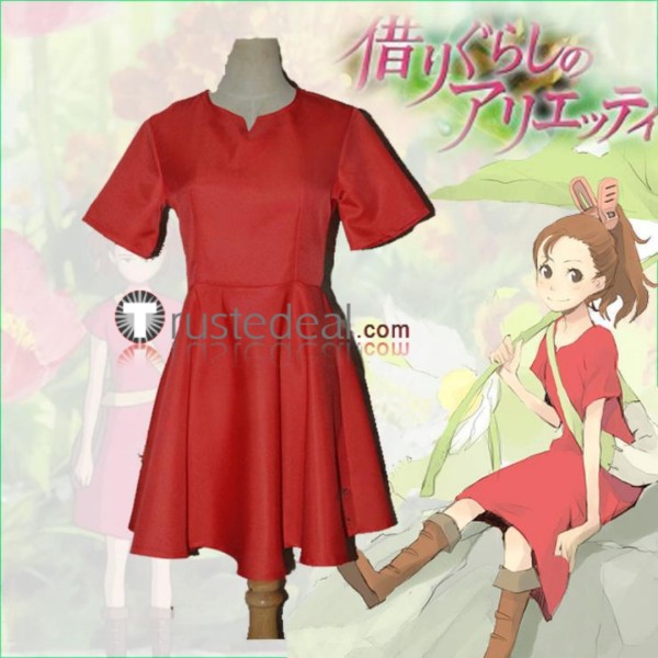 The Secret World of Arrietty Arrietty Clock Red Dress Cosplay Costume