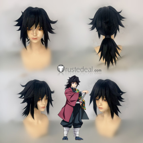Demon Slayer Kimetsu no Yaiba Giyu Tomioka Black Styled Cosplay Wig