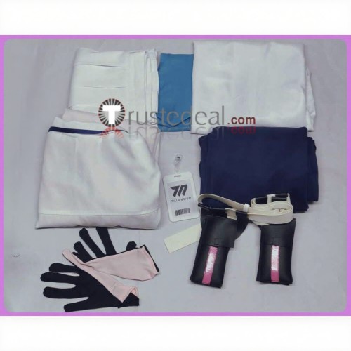 Blue Archive Engineering Department Head Shiraishi Utaha Formula White Blue Set Cosplay Costume