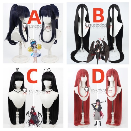 Blue Archive Nekozuka Hibiki Hanekawa Hasumi Kenzaki Tsurugi Komakaze Rabu Black Red Cosplay Wigs
