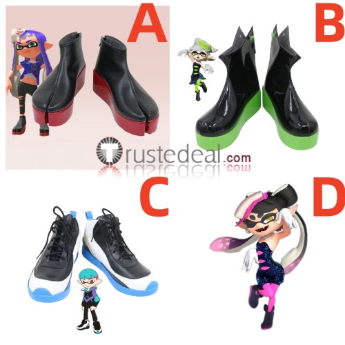 Splatoon Sasha Marie Vintage Callie Black Red Green Blue Cosplay Shoes Boots