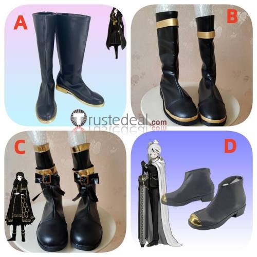 Library Of Ruina Binah Zena Yan Black Gold Cosplay Shoes Boots