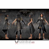 Clair Obscur Expedition 33 Sciel Maelle Lune Gustave Brown Red Black Styled Cosplay Wig