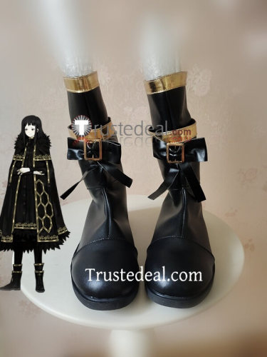 Library Of Ruina Binah Zena Yan Black Gold Cosplay Shoes Boots