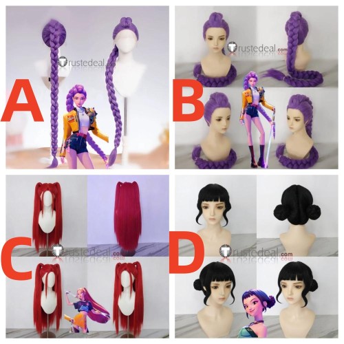 KPop Demon Hunters Film Rumi Mira Zoey Purple Red Black Styled Lace Front Cosplay Wigs