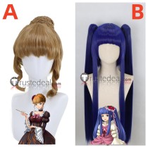 Higurashi no Naku Koro ni Higurashi When They Cry Beatrice Furudo Erika Blue Brown Styled Cosplay Wigs