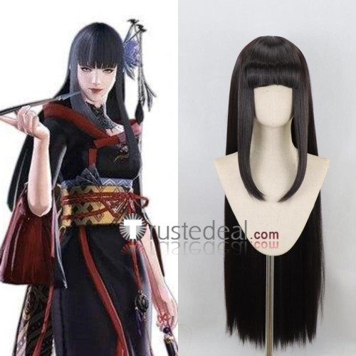 Final Fantasy XIV Yotsuyu Gosetsu Daito Black Silver Grey Styled Cosplay Wig