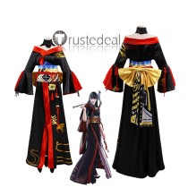 Final Fantasy XIV Yotsuyu Black Red Kimono Cosplay Costume