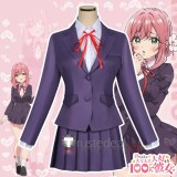 100 Kanojo Hakari Hanazono Shizuka Yoshimoto School Uniform Purple Cosplay Costume