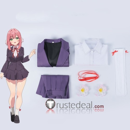 100 Kanojo Hakari Hanazono Shizuka Yoshimoto School Uniform Purple Cosplay Costume