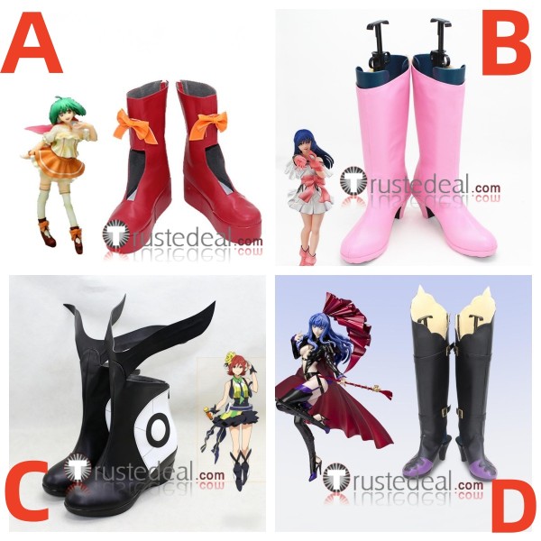 Macross Frontier Ranka Lee‌ Lynn Minmay Kaname Buccaneer Sheryl Nome Red Pink Black Cosplay Shoes Boots