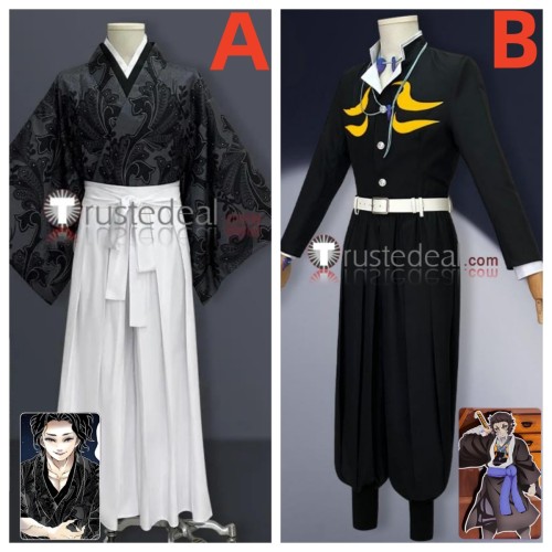 Kimetsu no Yaiba Demon Slayer Muzan Kibutsuji Kimono Demon Kaigaku Black Cosplay Costumes