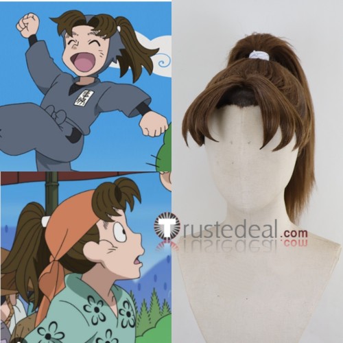 Nintama Rantarou Komatsuda Shuusaku Santanda Kazuma Nakazaike Chouji Brown Purple Styled Cosplay Wig