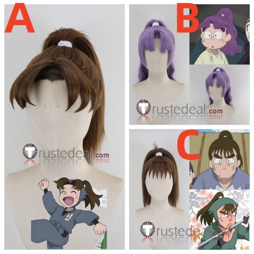 Nintama Rantarou Komatsuda Shuusaku Santanda Kazuma Nakazaike Chouji Brown Purple Styled Cosplay Wig