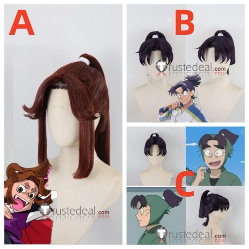 Nintama Rantarou Takiyashamaru Tairano Shioe Monjirou Kirimaru Settsuno Brown Purple Styled Cosplay Wigs