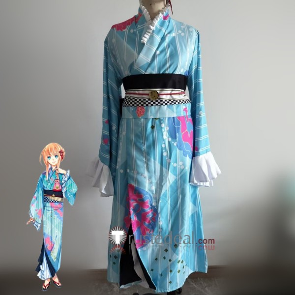Touken Ranbu Midare Toushirou Blue Kimono Cosplay Costume