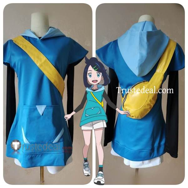 Commission Pokemon Horizons The Series Pocket Monsters Liko and Roy's Departure Liko New Outfit Blue Hoodie Cosplay Costume