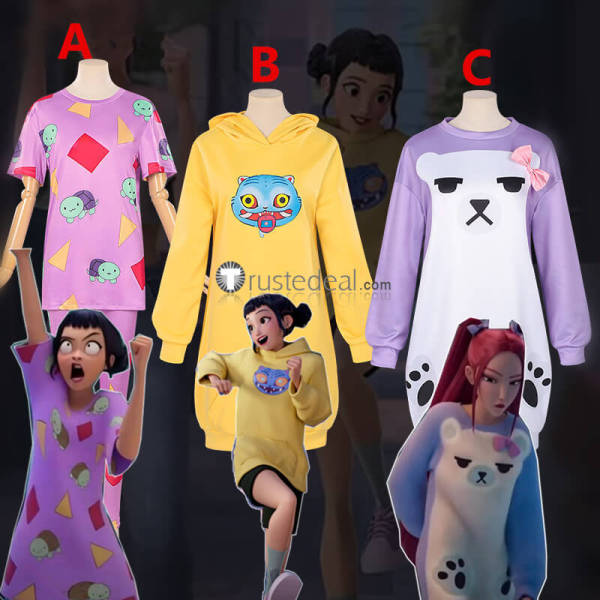 KPop Demon Hunters Zoey Mira Pajamas Hoodie Derpy Tiger Cosplay Costume