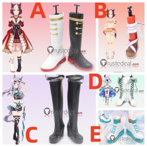 Uma Musume Pretty Derby Special Week Mejiro McQueen White Black Brown Cosplay Boots Shoes
