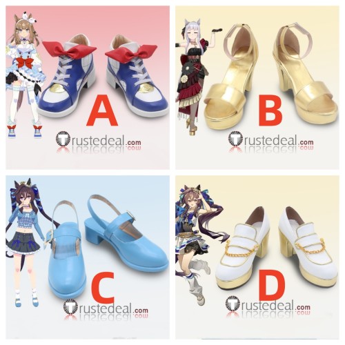 Uma Musume Pretty Derby Almond Eye Gold Ship Vivlos Golden Blue White Cosplay Boots Shoes