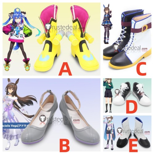 Uma Musume Pretty Derby Twin Turbo Admire Vega Cheval Grand Yellow Grey White Black Cosplay Boots Shoes