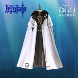 Genshin Impact Fatui Harbingers II Capitano The Captain Black White Uniform Cape Overcoat Cosplay Costume