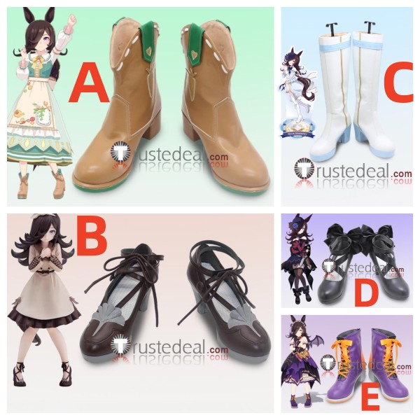 Uma Musume Pretty Derby Rice Shower White Brown Black Purple Cosplay Boots Shoes
