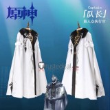 Genshin Impact Fatui Harbingers II Capitano The Captain Black White Uniform Cape Overcoat Cosplay Costume