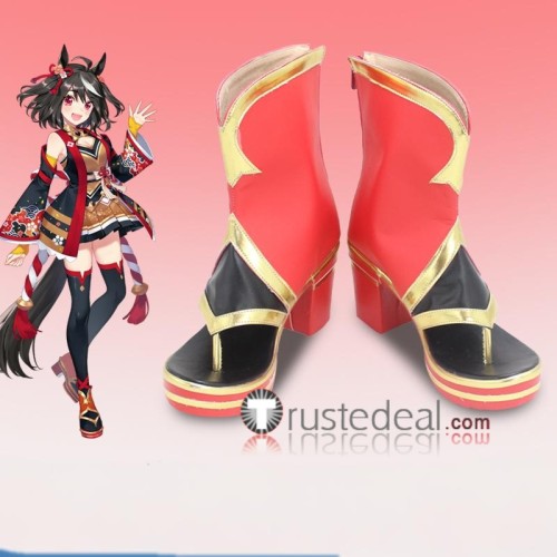 Uma Musume Pretty Derby Kitasan Black Red White Cosplay Boots Shoes