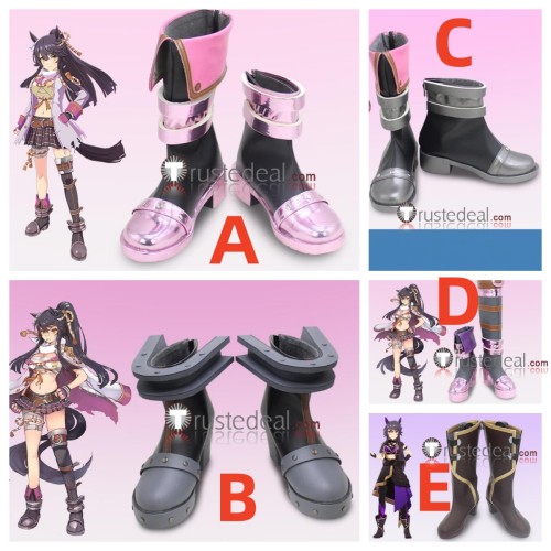 Uma Musume Pretty Derby Narita Brian Grey Borwn Pink Cosplay Boots Shoes