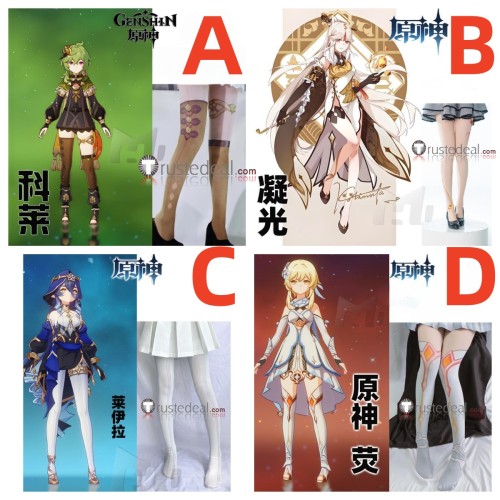 Genshin Impact Collei Ningguang Layla Lumine Printed Tights Socks Leggings Stockings Cosplay Accessories