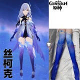 Genshin Impact Chiori Escoffier Skirk Fischl Printed Tights Socks Leggings Stockings Black Blue Cosplay Accessories