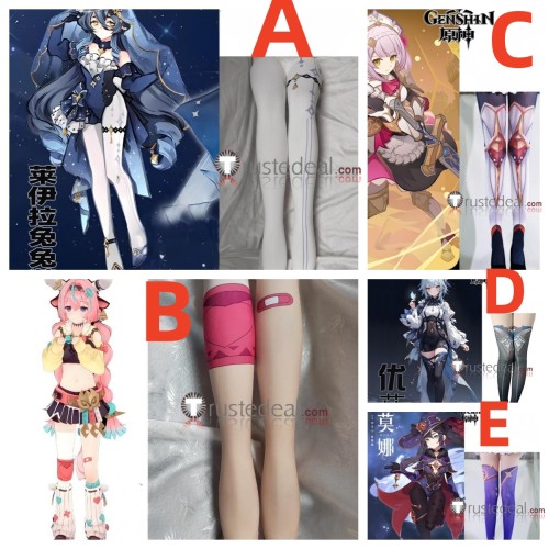 Genshin Impact Layla Varesa Noelle Eula Mona Printed Tights Socks Leggings Stockings Cosplay Accessories