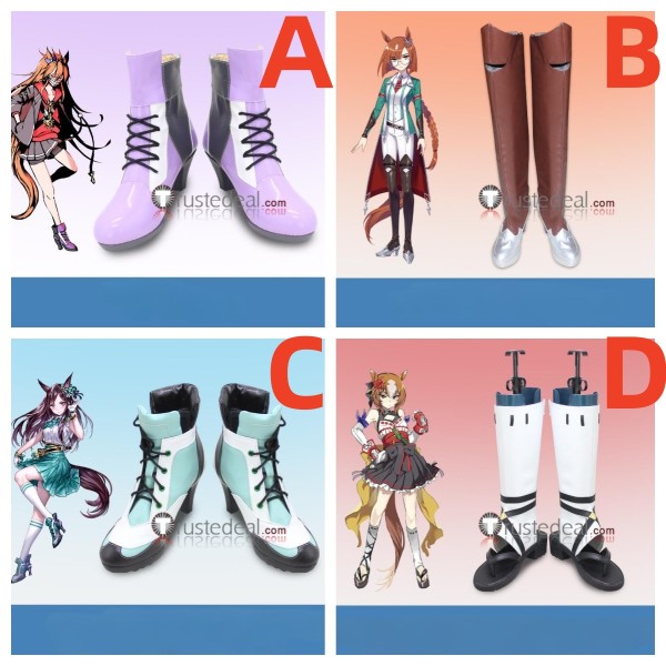 Uma Musume Pretty Derby Orfevre Ikuno Dictus Mejiro Dober Yaeno Muteki Purple Brown White Cosplay Boots Shoes