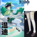 Genshin Impact Barbara Raiden Shogun Venti Keqing Printed Tights Socks Leggings Stockings Cosplay Accessories