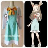 Pokemon Gold and Silver Diamond and Pearl Jasmine White Green Sundress Cosplay Costume