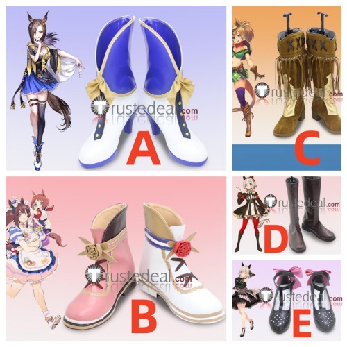 Uma Musume Pretty Derby Air Groove Hishi Akebono Taiki Shuttle Curren Chan White Brown Black Cosplay Boots Shoes