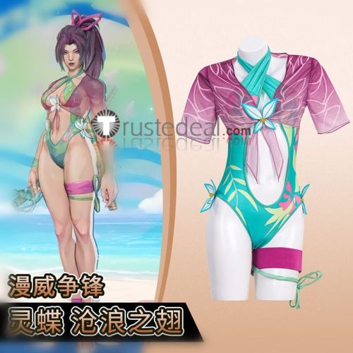 Marvel Rivals Breezy Butterfly Psylocke Summer Swimsuit Cosplay Costume