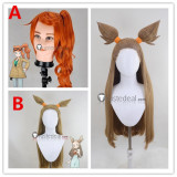 Pokemon Jasmine Sonia Orange Brown Styled Cosplay Wig