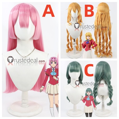 Akuyaku Reijou Tensei Ojisan Anna Doll Grace Auvergne Francette Mercure Pink Golden Green Cosplay Wig