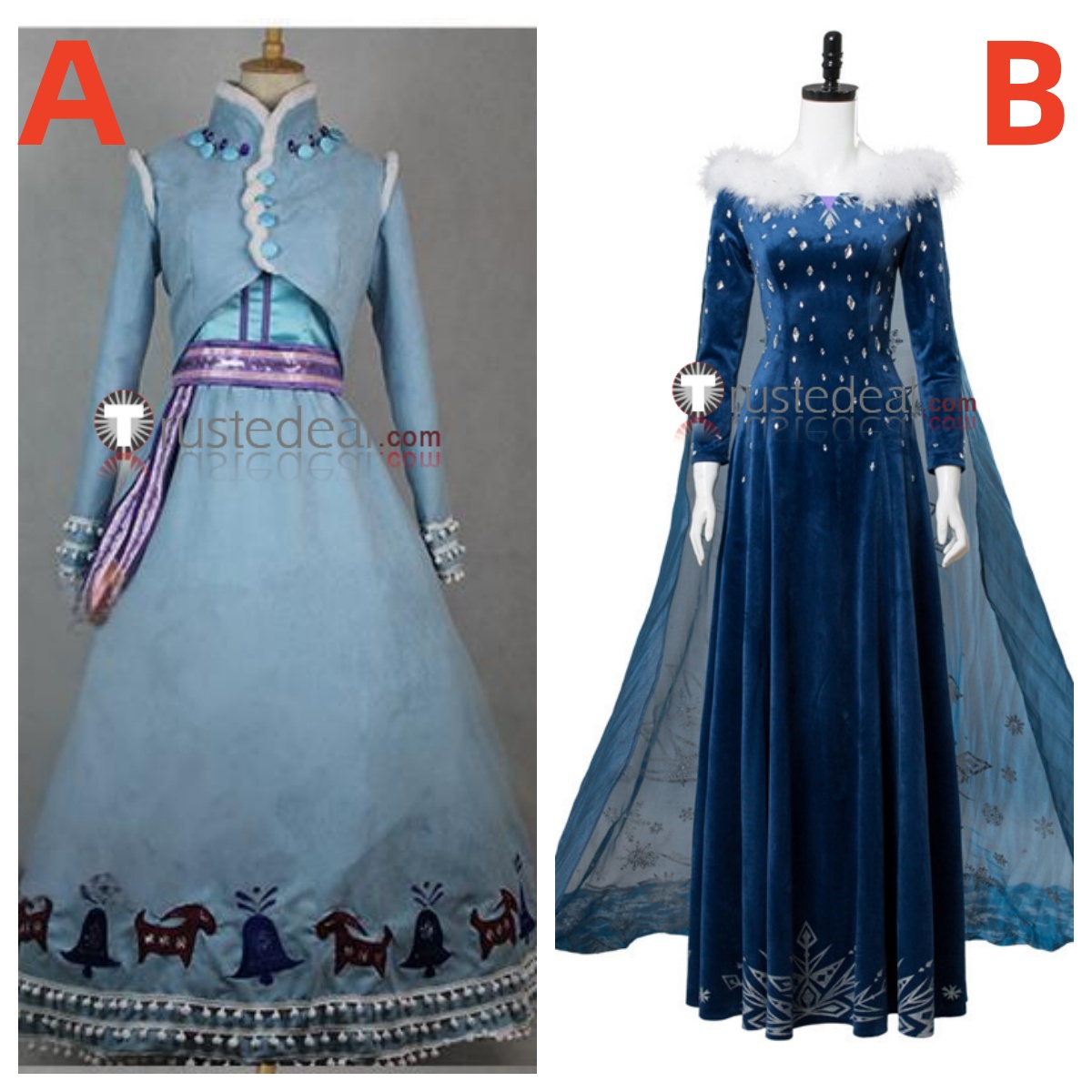 Olaf's Frozen Adventure Anna and Elsa Dress Cosplay Costumes