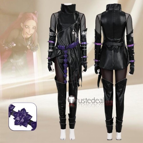KPop Demon Hunters Mira Battle Combat Black Suit Cosplay Costume